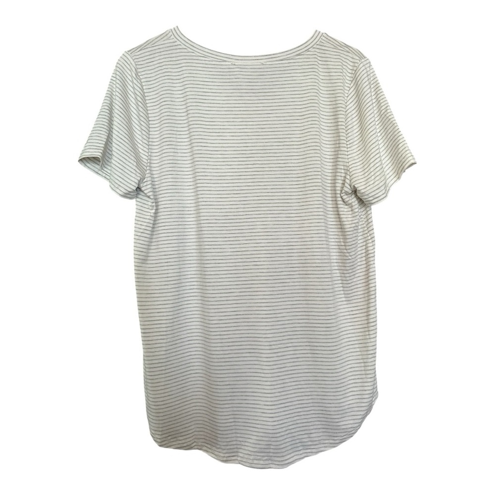 Green Envelope Light Gray Striped V-Neck Tee - Picture 2 of 5